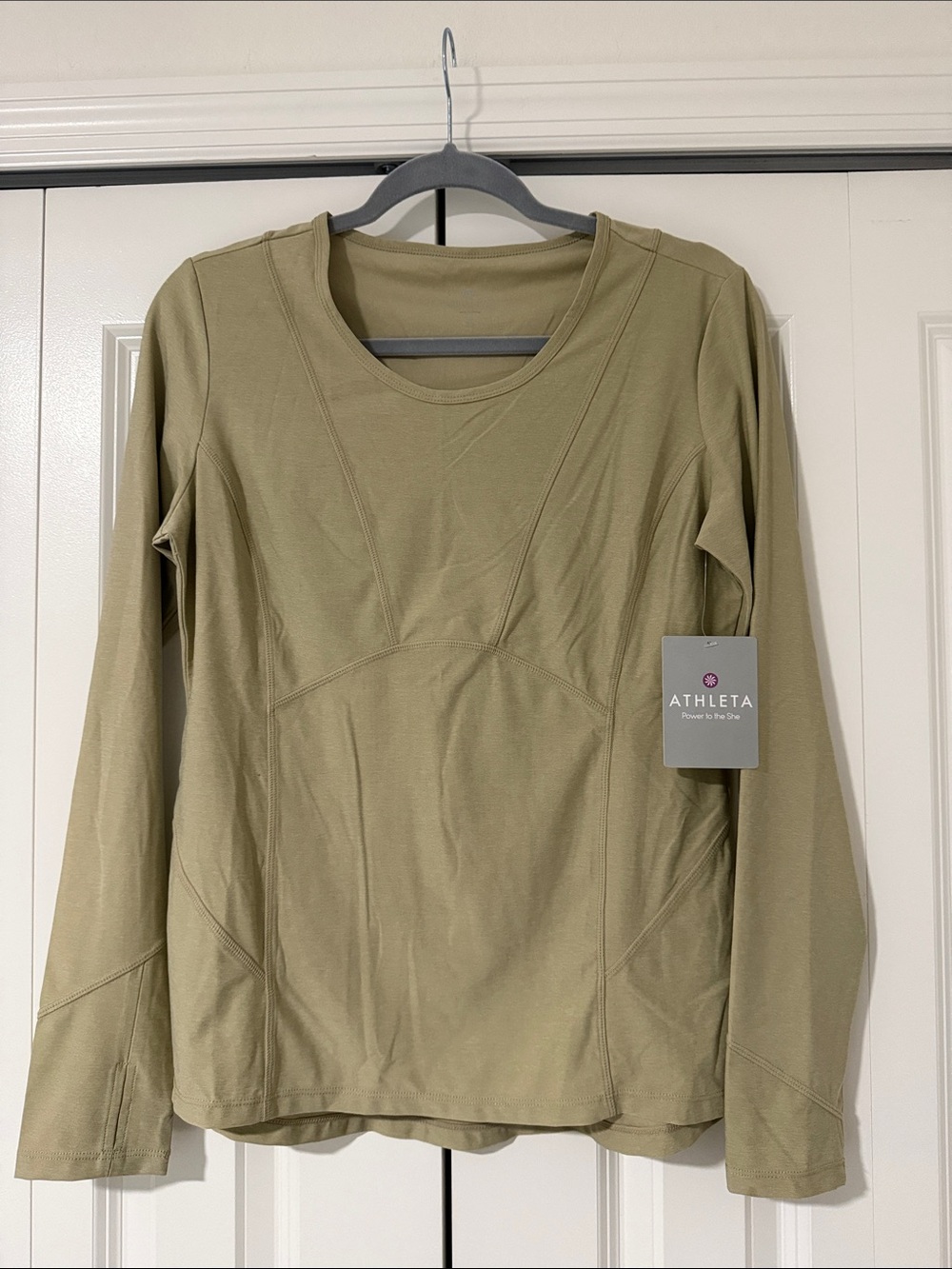 Athleta Olive Green Long-Sleeve Performance Top